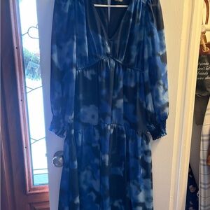 Taylor Navy and Black Long Sleeve Dress